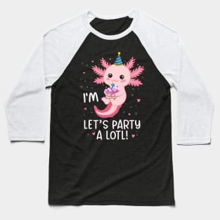 Funny 7th Birthday I'm 7 Years Old lets party Axolotl Baseball T-Shirt
